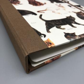 Ordner Ringbuch A5 braun Katzen Leinenrücken